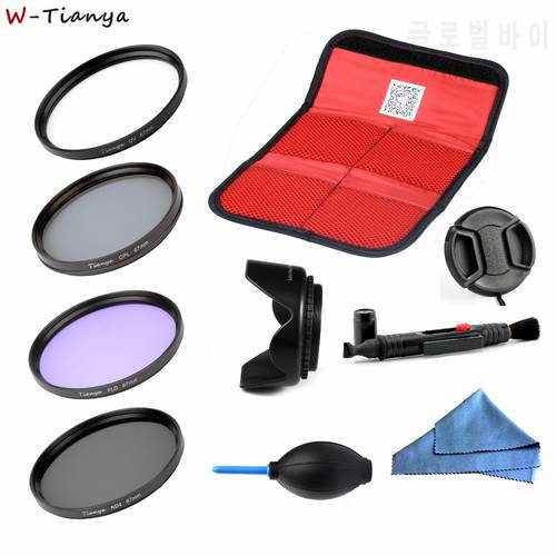 WTIANYA 6 in 1 UV CPL FLD ND4 Close Up +8 Star Filter Sets with Hood Cap Case for NIKON CANON SONY DSLR Lens