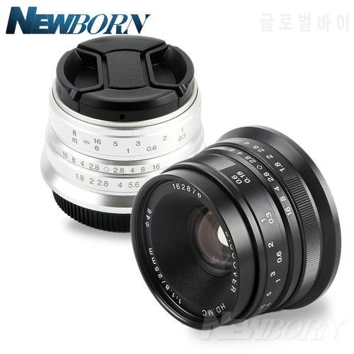 Black/Sliver 25mm F/1.8 HD MC Manual Focus Lens for Olympus Panasonic M4/3 Camera GX7 GX8 GH4 GH3 OM-D E-M5 E-M1 E-M10 E-PL7