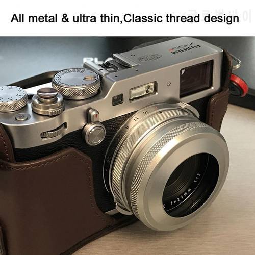 Full Metal Ultra-thin Lens Hood with Adapter Ring Thread Design for Fujifilm Camera X70 X100T X100S X100