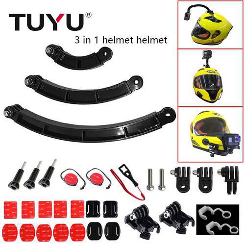 TUIYU 3 Ways Helmet Camera Accessories Gopro Motorcycle Helmet Bracket Adjustable Rod for GoPro Hero 8 7 6 5 4 SJ4000 EKEN H9 Yi