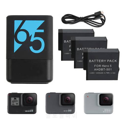 2018 GoPro Hero 5 6 7 8 Battery+ Dual Port TYPE-C Charger for GoPro Hero5 6 7 8 Black Batterie Camera Accessories