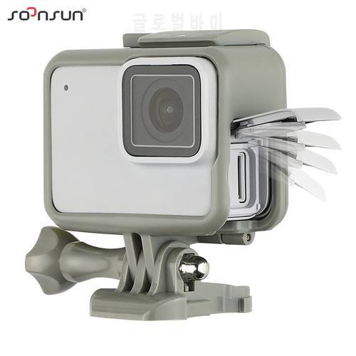 SOONSUN Frame Mount Protective Housing Case for GoPro Hero 5 6 7 Black White Silver Side Open Frame Cage for GoPro 5 6 7 Camera