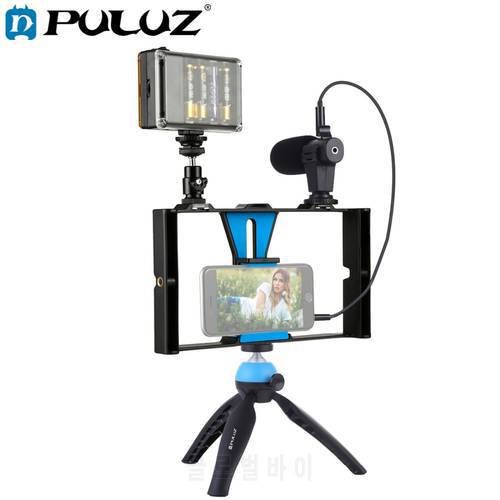 PULUZ 4 in 1 Vlogging Live Broadcast Smartphone Video Rig +104 LEDs Studio Light & Microphone+Tripod Mount+Cold Shoe Tripod Head