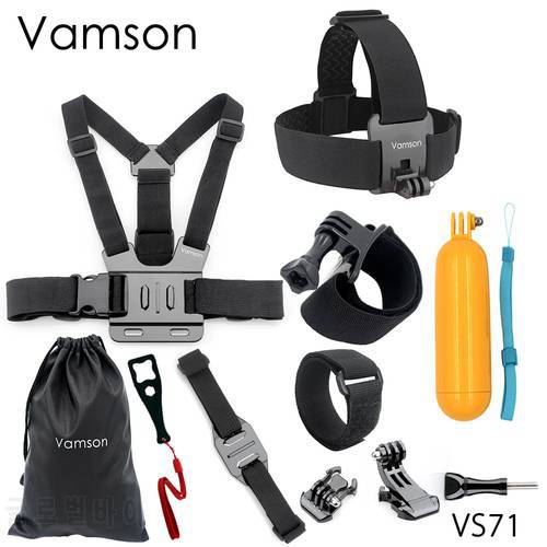 Vamson Accessories for Gopro Hero 10 9 8 7 6 5 Head Strap Chest Strap Helmet Belt Floaty Bobber Wrist Band for SJ4000 Yi 4K VS71