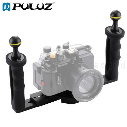 PULUZ Dual Handle Aluminium Tray Stabilizer Rig for Underwater Camera Housing Case Diving Tray Mount for GoPro DSLR Smartphones