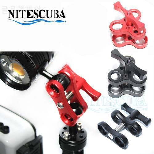 NiteScuba 2 Two Holes Clip Clamp Tripod Butterfly For Ball Head Mount Light Arm Bracket Connector Mount Adapter for Gopro Camera