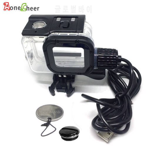 Waterproof Housing Case with Motorcycle Charger Cable for gopro hero 5/6 black for gopro Accessories Charging while Shooting