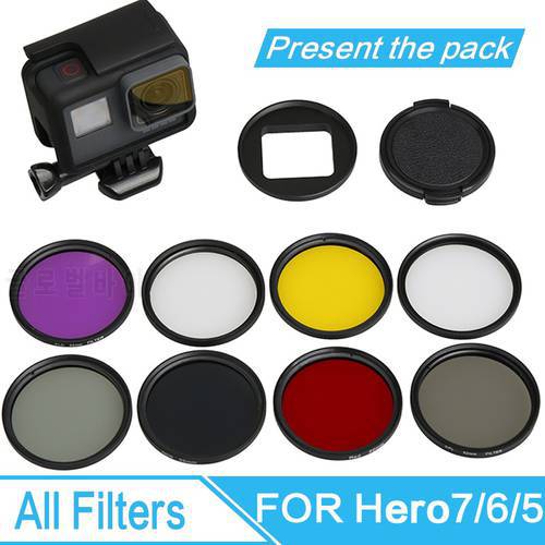 7 in 1 Camera Filter 52mm CPL FLD UV ND4 Red Yellow Sea Diving Filter + Ring + Lens Cap For Gopro Hero 7 6 5 hero(2018)