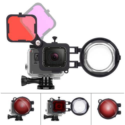 3in1 Action Camera Dive Filter Set with 16X Macro Lens for Gopro Hero 7 6 5 Black Underwater Diving Red Magenta Dive Lens Filter