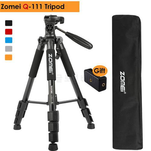 ZOMEI Q111 Professional Portable Travel Aluminum Alloy Camera Tripod Pan Head for Canon Nikon SLR Gift Strap & Phone Holder
