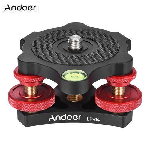 Andoer LP-64 Camera Tripod Head Leveling Base Tri-wheel Precision Leveler w/ Bubble Level 3/8