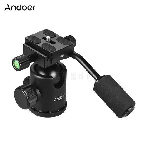 Andoer Tripod Ball Head Handle 360 Degree Rotating Panoramic Ballhead with 1/4 3/8in Screw Hole for DSLR Camera Max. 15kg Load