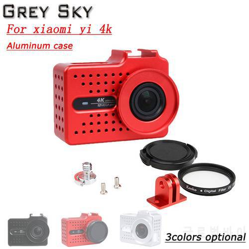 For xiaomi yi 4K camera accessories Aluminium Alloy Metal Housing Frame Protective Case +UV filter for Xiaomi Yi II 4k 4K+camera