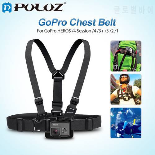 PULUZ Adjustable Chest Strap with J Hook Mount & Long Screw For GoPro HERO9 8 Black/HERO7/6/5/5 4 Session/4/3+/3 /Action Cameras