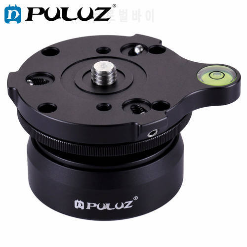 PULUZ 3/8inch Thread Dome Panoramic Tripod Head Professional Tripod Leveling Head Base with Bubble Level 3/8 standard screws