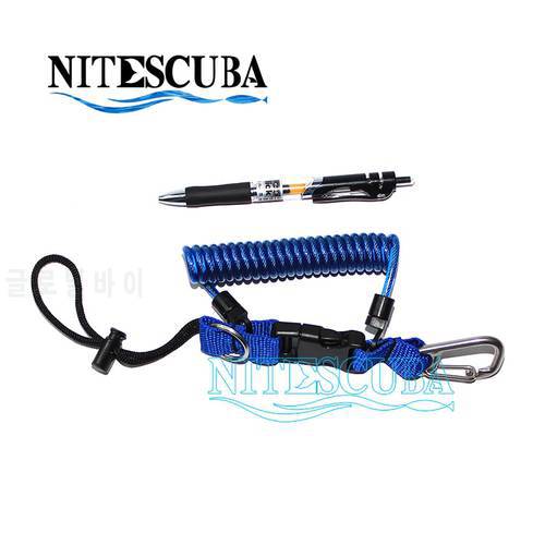 Scuba Diving 316 Steel Wire Anti-lost Spiral Spring Coil Safety Rope Camera Missed Quick Release Spiral Lanyard& Clip Buckle