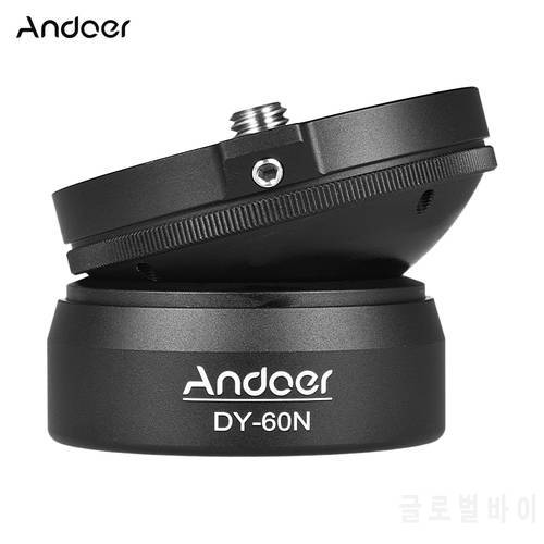 Andoer DY-60N Aluminum Alloy Tripod Leveling Base Panorama Photography Ball Head with 1/4 screw Bubble Level for Canon