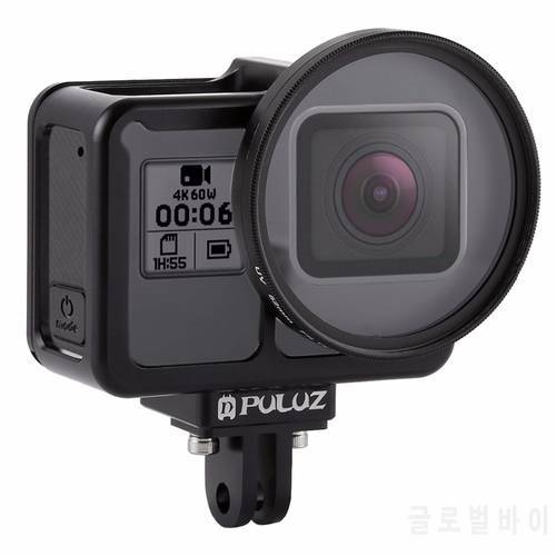 PULUZ Housing Shell CNC Aluminum Alloy Protective Cage with Insurance Frame & 52mm UV Lens for GoPro HERO7 Black /6 /5