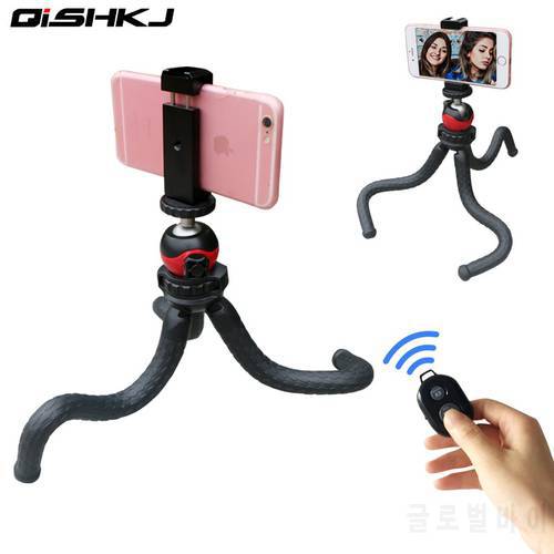 Flexible Octopus Phone Tripod With Metal Phone Holder Adapter Mount Bluetooth Remote Control for IPhone Smartphone OM4 Gimbal