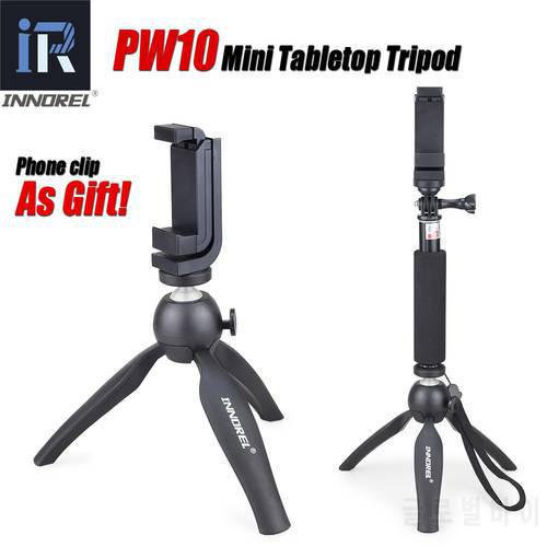PW10 INNOREL Multifunctional Mini Tabletop Tripod Mount Selfie Stick Phone Clip Holder For Mirrorless Cameras Cellphones DSLR