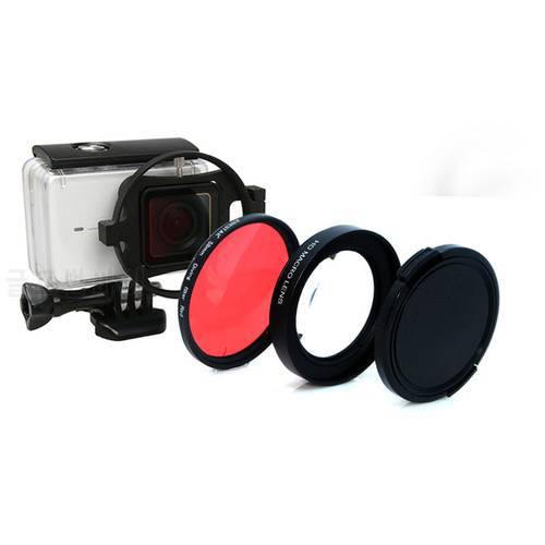 7 in 1 set 58mm HD Close-Up Macro Filter Lens 16X Magnification+Red Filter for xiaomi yi 2 4k 4K+ LITE Action Camera accessory