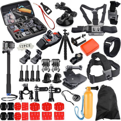 For Gopro Accessories Set for go pro hero 8 7 6 5 4 3 kit 3 way selfie stick for Eken h8r for xiaomi for osmo action yi EVA case