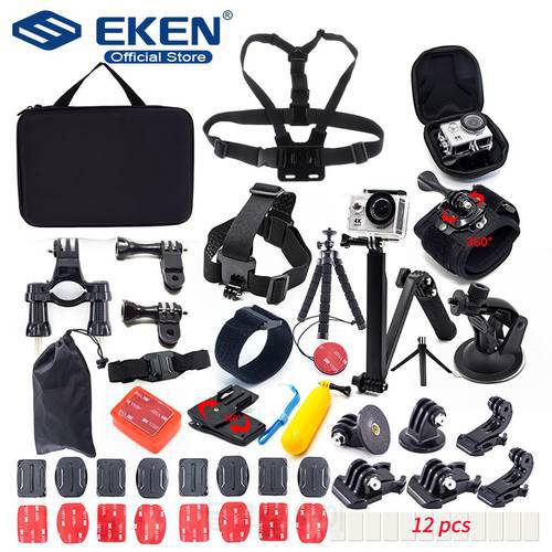 Mounts for Gopro Accessories Set for go pro hero 7 black 6 5 kit 3 way selfie stick for Eken h9r H8R / for xiaomi yi EVA case