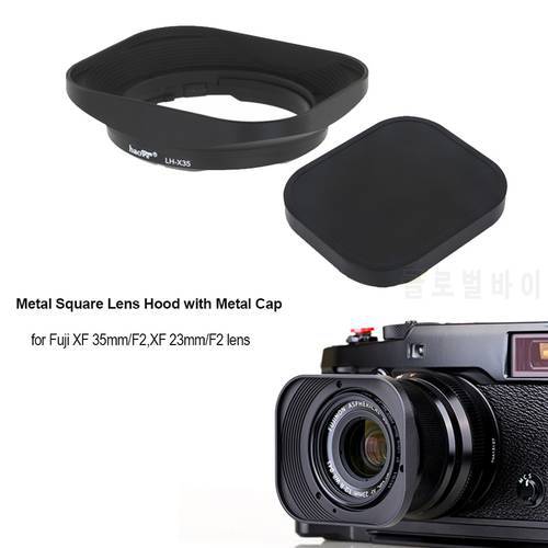 CNC Aluminum alloy Square Lens Hood with Cap for Fuji FUJINON Lens XF 35mm/F2, XF 23mm/F2
