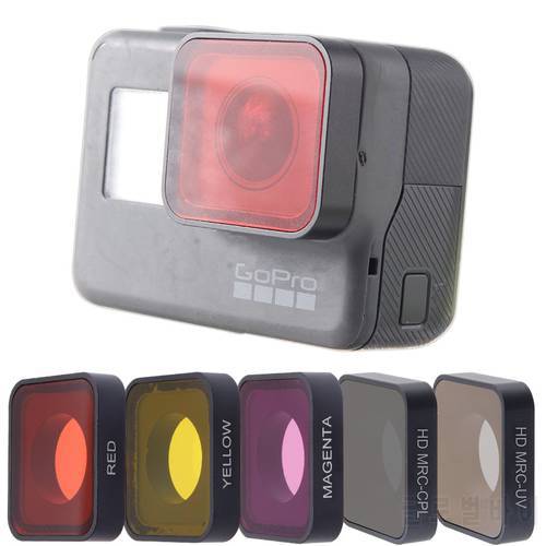 TENENELE Go Pro 7 Camera Lens Filter CPL Polarizing/UV/Red/Magenta/Yellow Filters Set For GoPro Hero 5 6 7 Black Lens Accessory