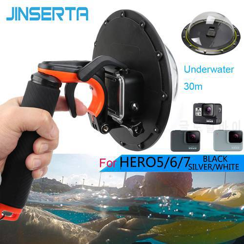 JINSERTA 30m Waterproof Dome Port Case Housing Set for GoPro Hero 7 Black/White/Silver 6 5 Trigger Dome Cover Shooting Accessory