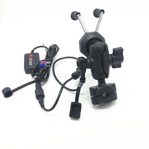 Motorcycle Motorbike Bicycle Rearview Mirror Mount with Phone Holder USB Charger for smartphone cell phone
