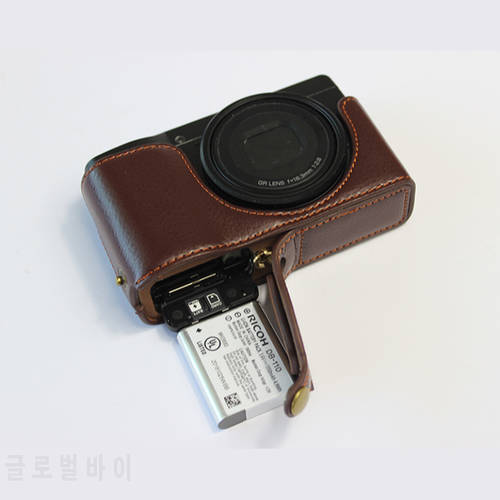 Genuine Cowhide Leather Half Body Case Camera bag cover For Ricoh GRIII GR3 GR-3 With Battery Opening
