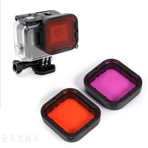 TELESIN 2PCS/Lot Dive Filter For GoPro Hero 5 6 Hero 7 Red/ Purple Filter Underwater Optical Glass for Go Pro Accessory