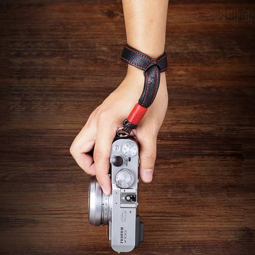 Original Handmade Double-side Thicken Genuine Leather Camera Wrist Strap Hand Wristband for Sony Leica Canon Fuji Nikon Olympus