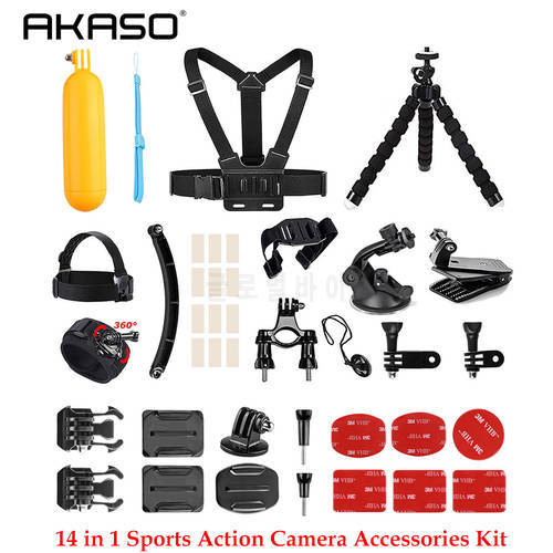AKASO Outdoor Sports Action Camera Accessories Kit 14 in 1 for AKASO EK7000/ EK7000 Plus/ EK7000 Pro/Brave 4/ V50/ V50 Pro/ V50