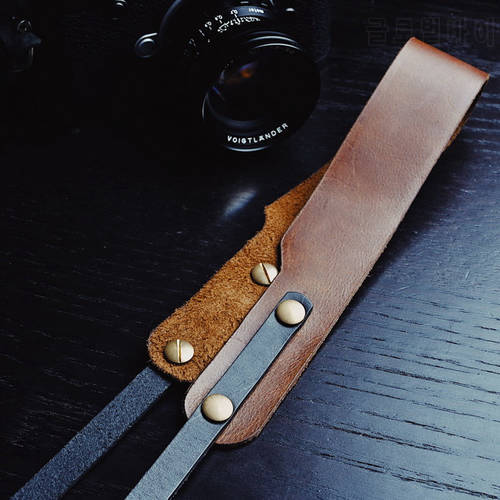 Classical Retro Style Genuine Leather Camera Shoulder Strap With Brass Rivet 100% Horsehide Horse Skin For Leica Fujifilm Sony