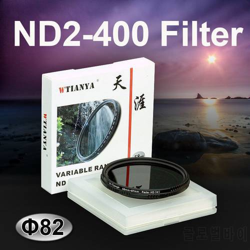 WTIANYA 82mm ND2-400 Fader Variable Neutral Density ND Filter 82 mm for DSLR Camera Adjustable ND2 ND4 ND8 to ND400