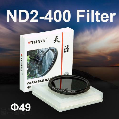WTIANYA 49mm ND2-400 Fader Variable Neutral Density ND Filter 49 mm for DSLR Camera Adjustable ND2 ND4 ND8 to ND400