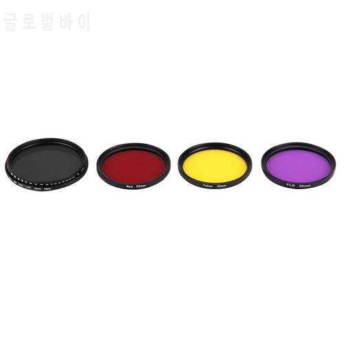 52mm ND Filter Fader Neutral Density Adjustable ND2 -ND400 Variable Filter for Canon Nikon DSLR Camera Purple/ Red/ Yellow Lens