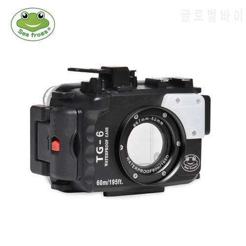 For Olympus TG6 Case 60M/195ft TG6 Underwater Diving Camera Housing Waterproof Case With Dual Fiber-Optic Ports
