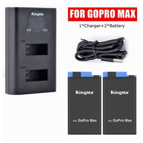 2pcs 1400mAh For Go Pro 360 Panoramic Camera Battery+USB Dual Charger For GoPro Max Camera Accessories