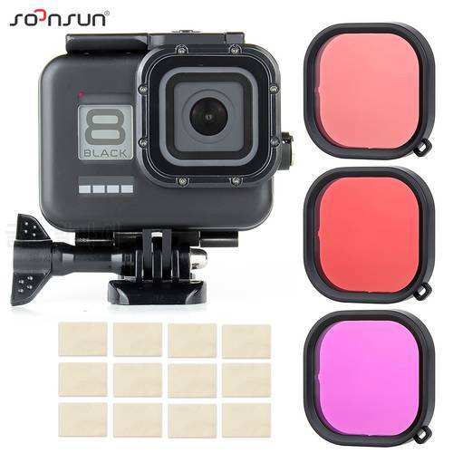 SOONSUN 60M Waterproof Case for GoPro Hero 8 Black Underwater Protective Housing Shell Case with Dive Filters for GoPro 8 Case