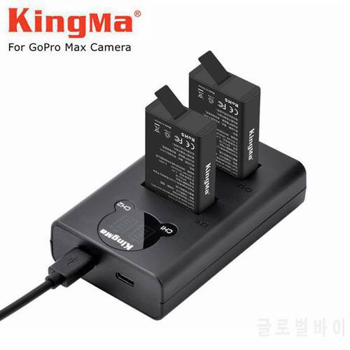 1/2/3/4Pcs For GoPro Max Rechargeable Battery+LCD Display Battery Charger For Go Pro Max Panoramic Camera Charging Accessories