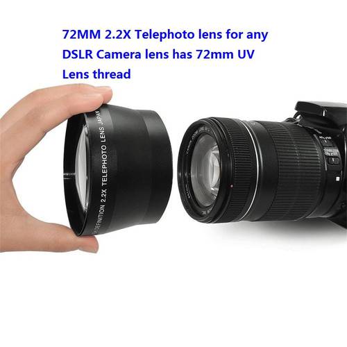 Professional HD 72mm 2.2x Telephoto Lens + Lens Bag for Canon Nikon Pentax Olympus Any DSLR with 72mm Filter Size Lens thread