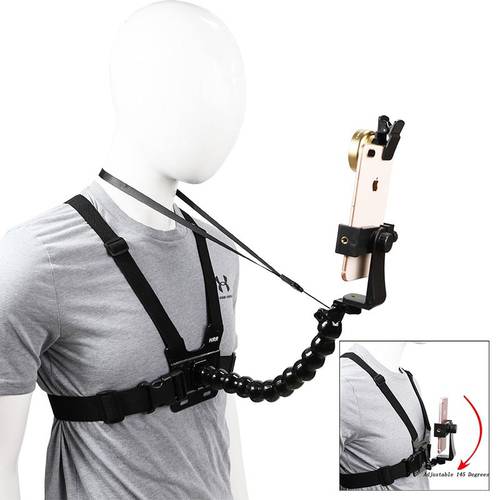 Mobile Phone Chest Mount Harness Strap Holder Cell Phone Clip Action Camera POV for GoPro Xiaomi Huawei Samsung iPhone Plus etc
