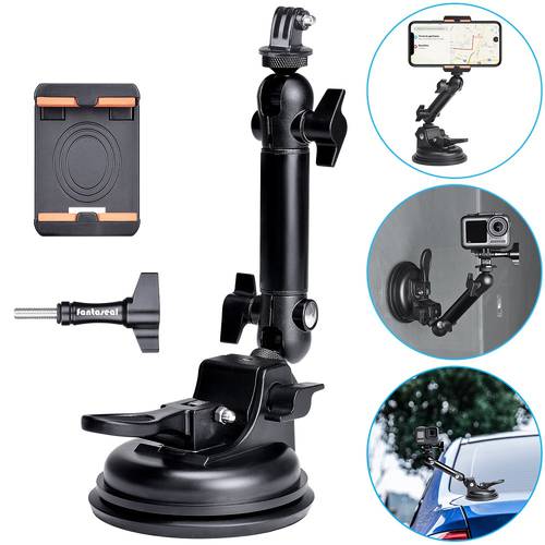 Action Camera Smartphone Suction Cup Race Car Cockpit Mount Motion Vehicle Windshied Hood Rooftop Holder for GoPro Sony Phone