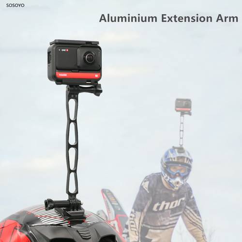 Aluminium Selfie Extension Arm Lengthened Rod Black Bracket For insta360 One R X Gopro Max DJI Osmo Action Camera Accessories