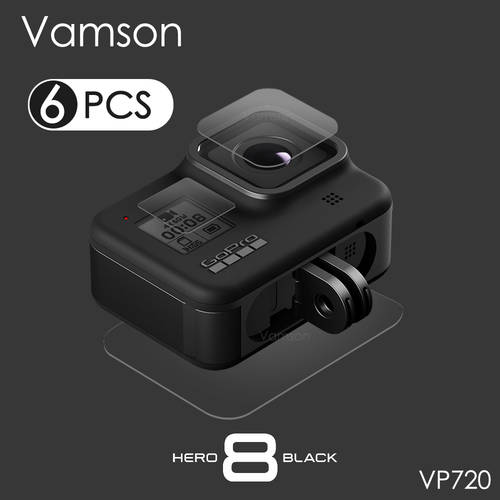 Vamson for GoPro Hero 8 Black Tempered Glass Lens + LCD Screen Protector Protective Film for Go Pro 8 VP720