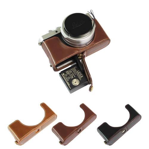High Quality Pu Leather Camera Case Bag Half Body Genuine leather Strap For Leica D-LUX7 D-LUX 7 D7 With Battery Opening