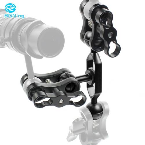 Aluminum Alloy Scuba Diving Light Torch Dual Ball Joint Arm And 2 Butterfly Clip Clamp Mount For Underwater Photography Camera